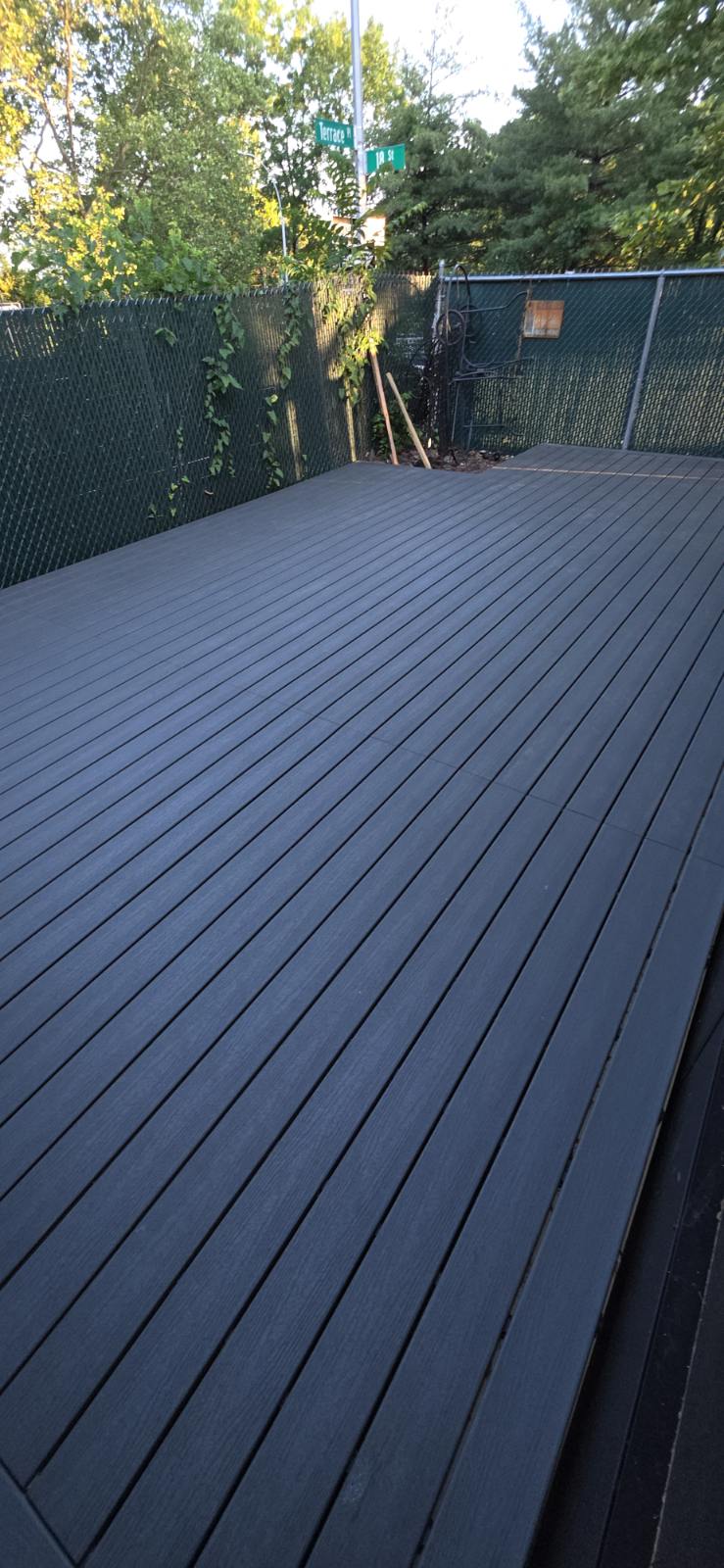 Finished composite deck installation